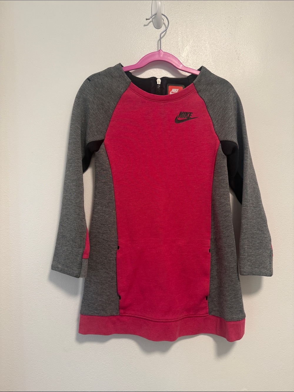Nike Girls Pink & Gray Athletic Pullover Dress NWOT